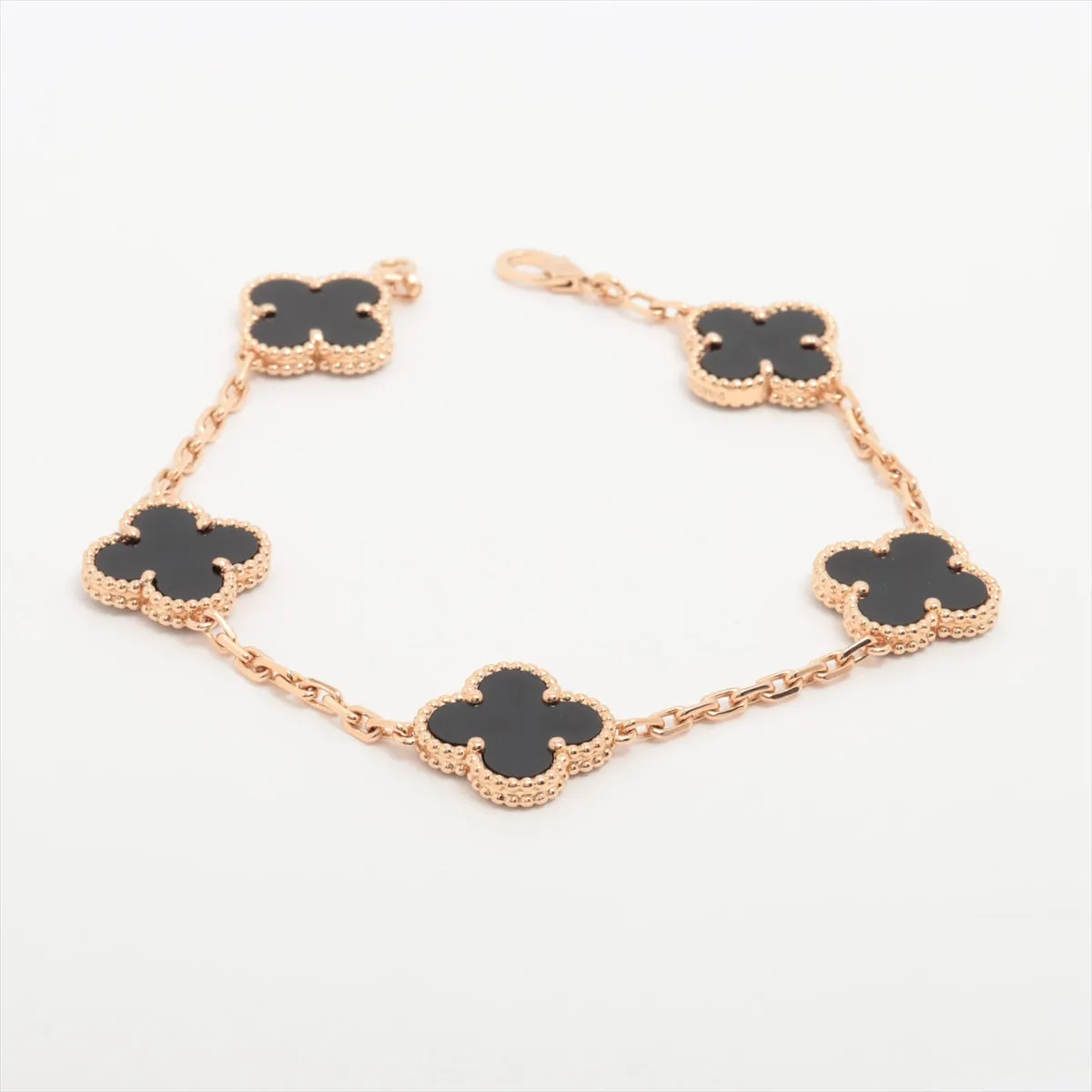 Van Cleef & Arpels Vintage Alhambra 5 Motifs Onyx Bracelet