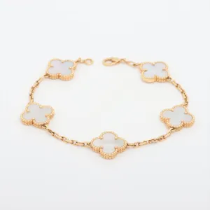 Van Cleef & Arpels Vintage Alhambra 5 Motifs White Mother of Pearl MOP Bracelet