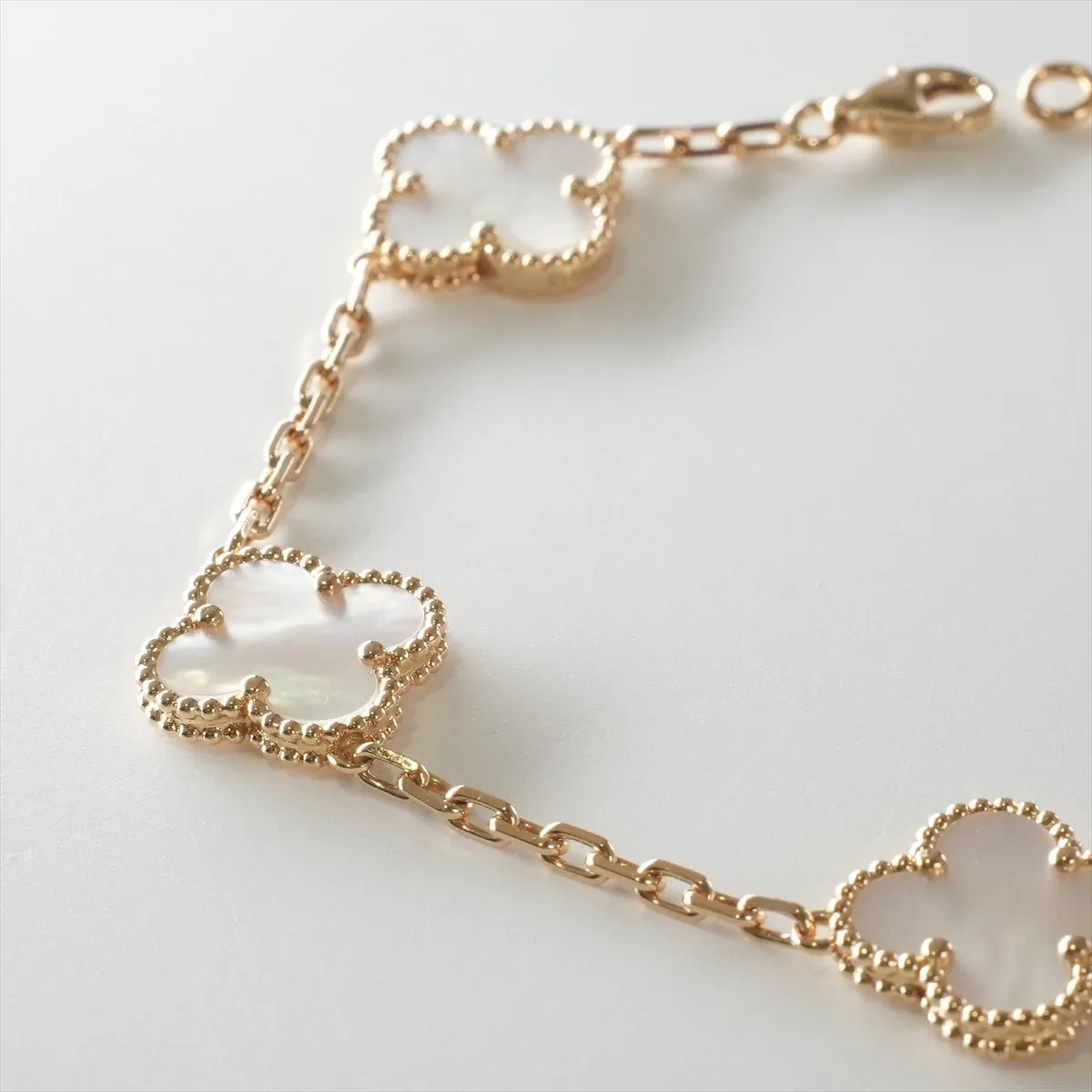 Van Cleef & Arpels Vintage Alhambra 5 Motifs White Mother of Pearls Bracelet
