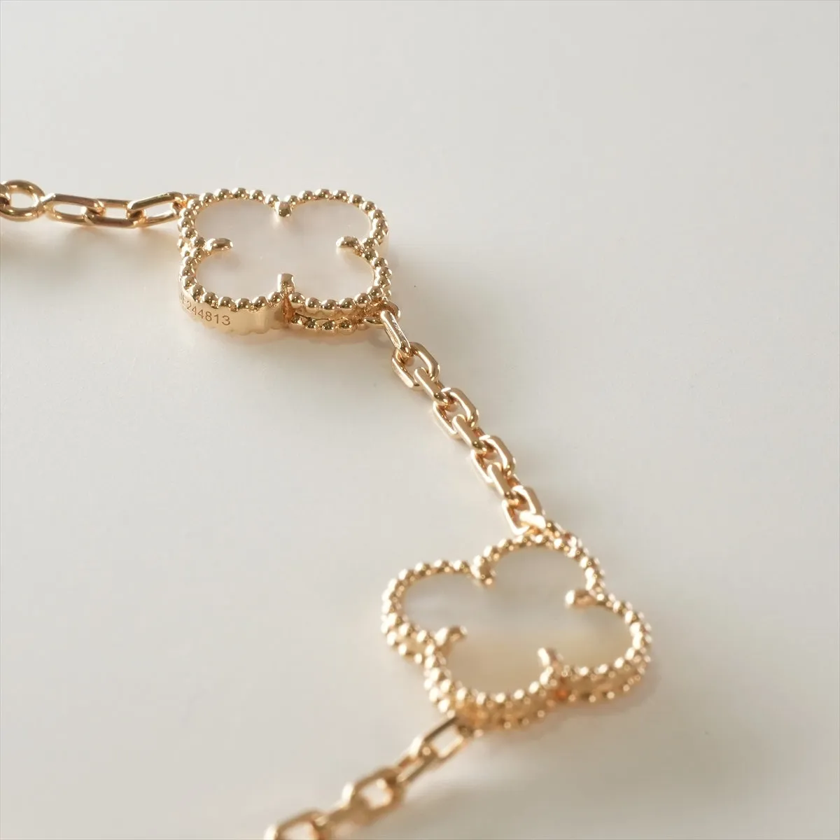 Van Cleef & Arpels Vintage Alhambra 5 Motifs White Mother of Pearls Bracelet