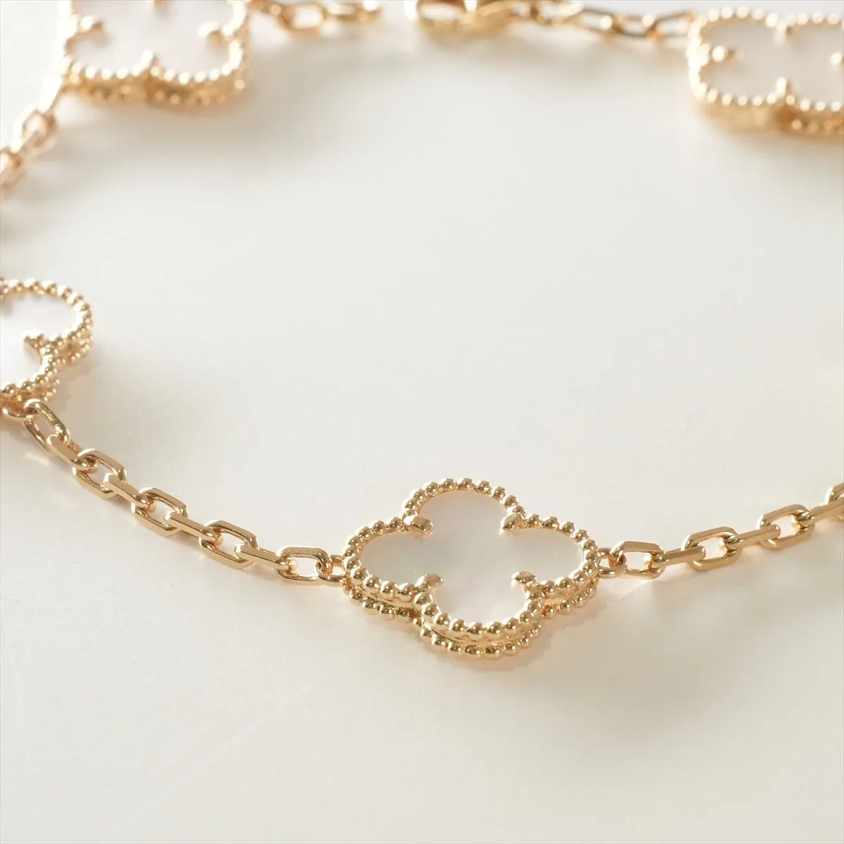 Van Cleef & Arpels Vintage Alhambra 5 Motifs White Mother of Pearls Bracelet