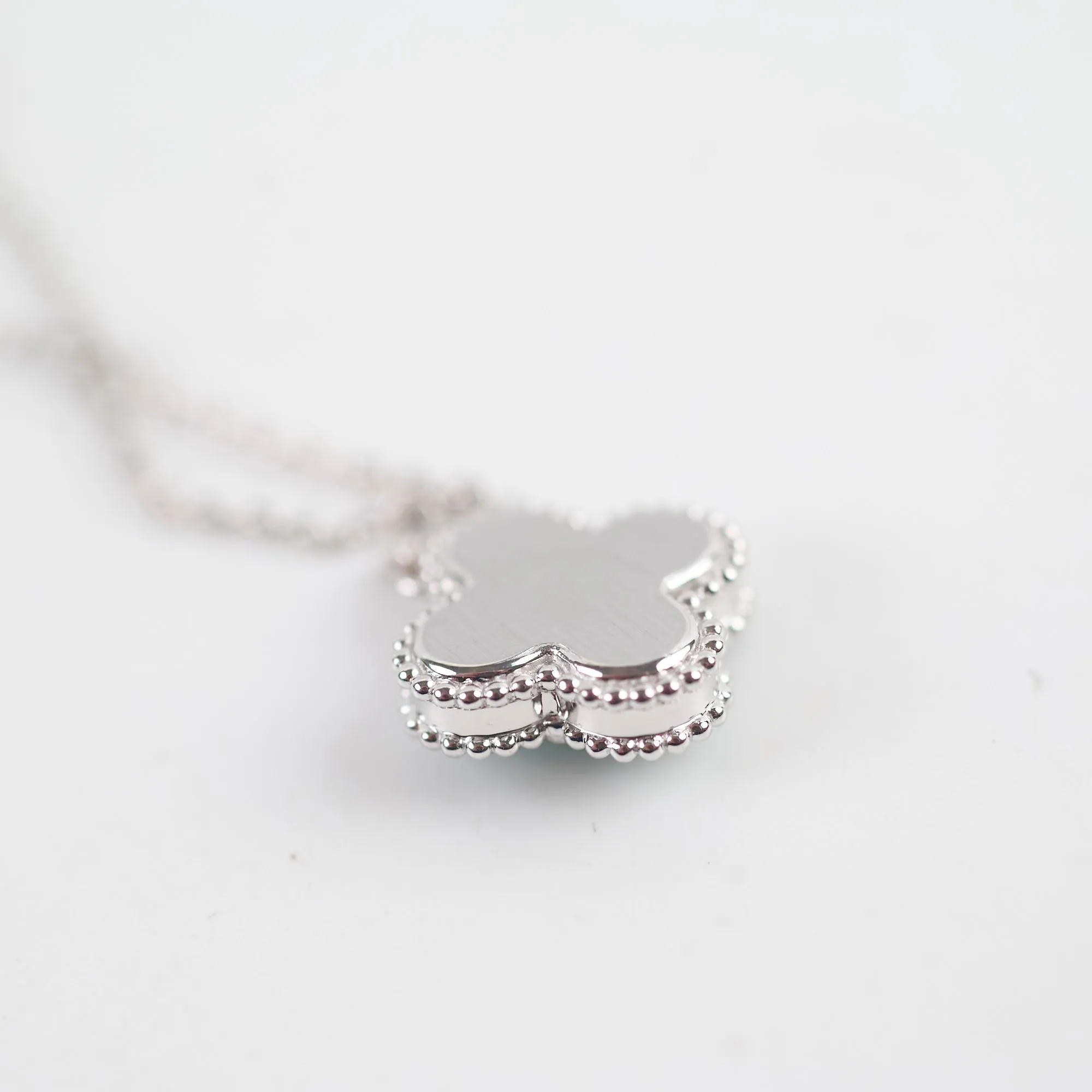 Van Cleef Arpels Vintage Alhambra Tiffany Blue Porcelain Diamond Necklace Holiday Pendant 2022