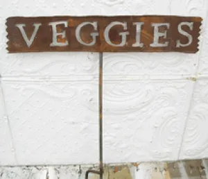 Veggies Sign with Solid Steel Rod dried flower branch  