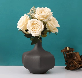 Verdant Metal  grey texture Vase outdoor greenery  