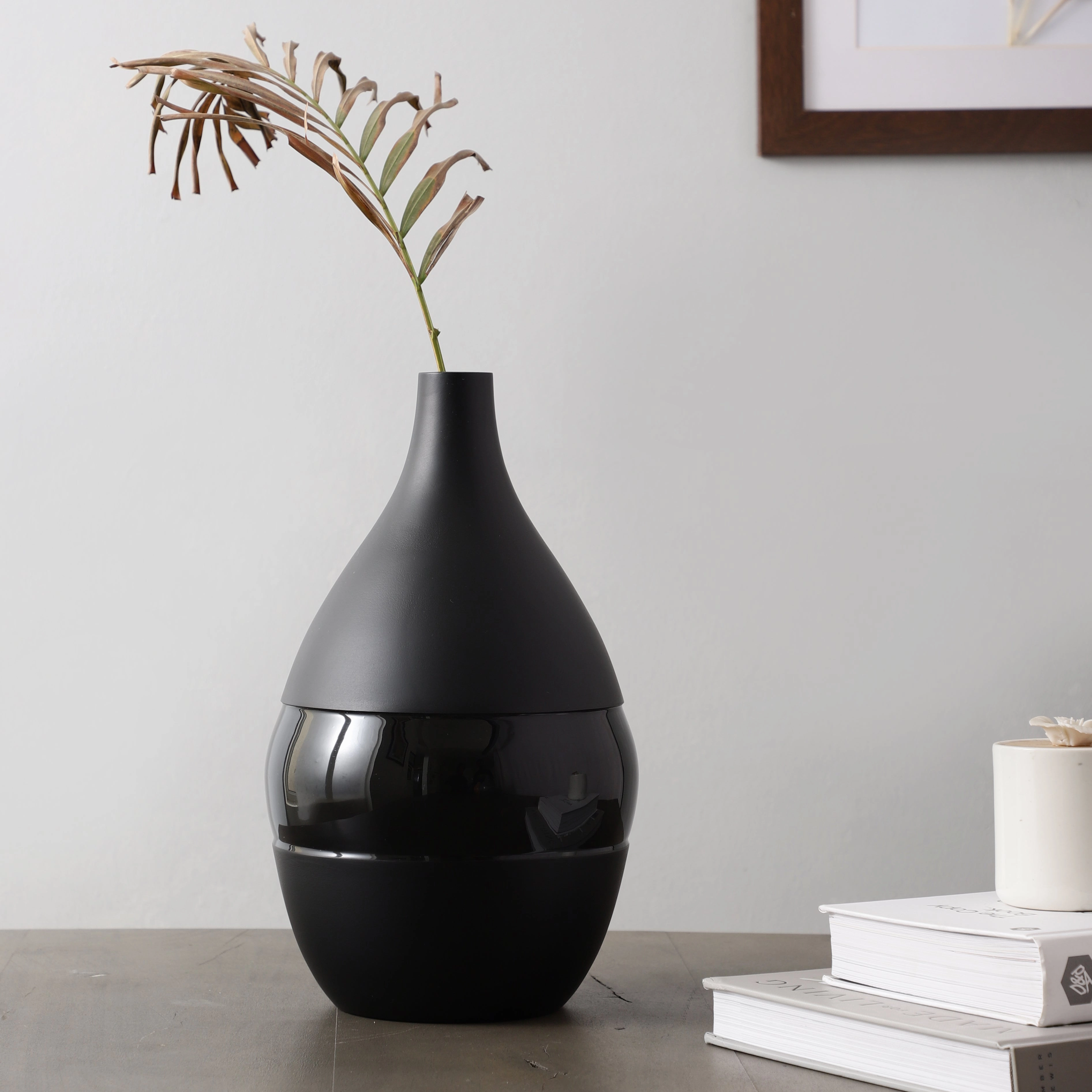 Vesera Black Enamel Vase Large outdoor greenery  