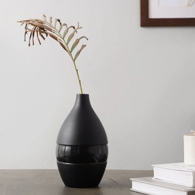 Vesera Black Enamel Vase outdoor greenery  