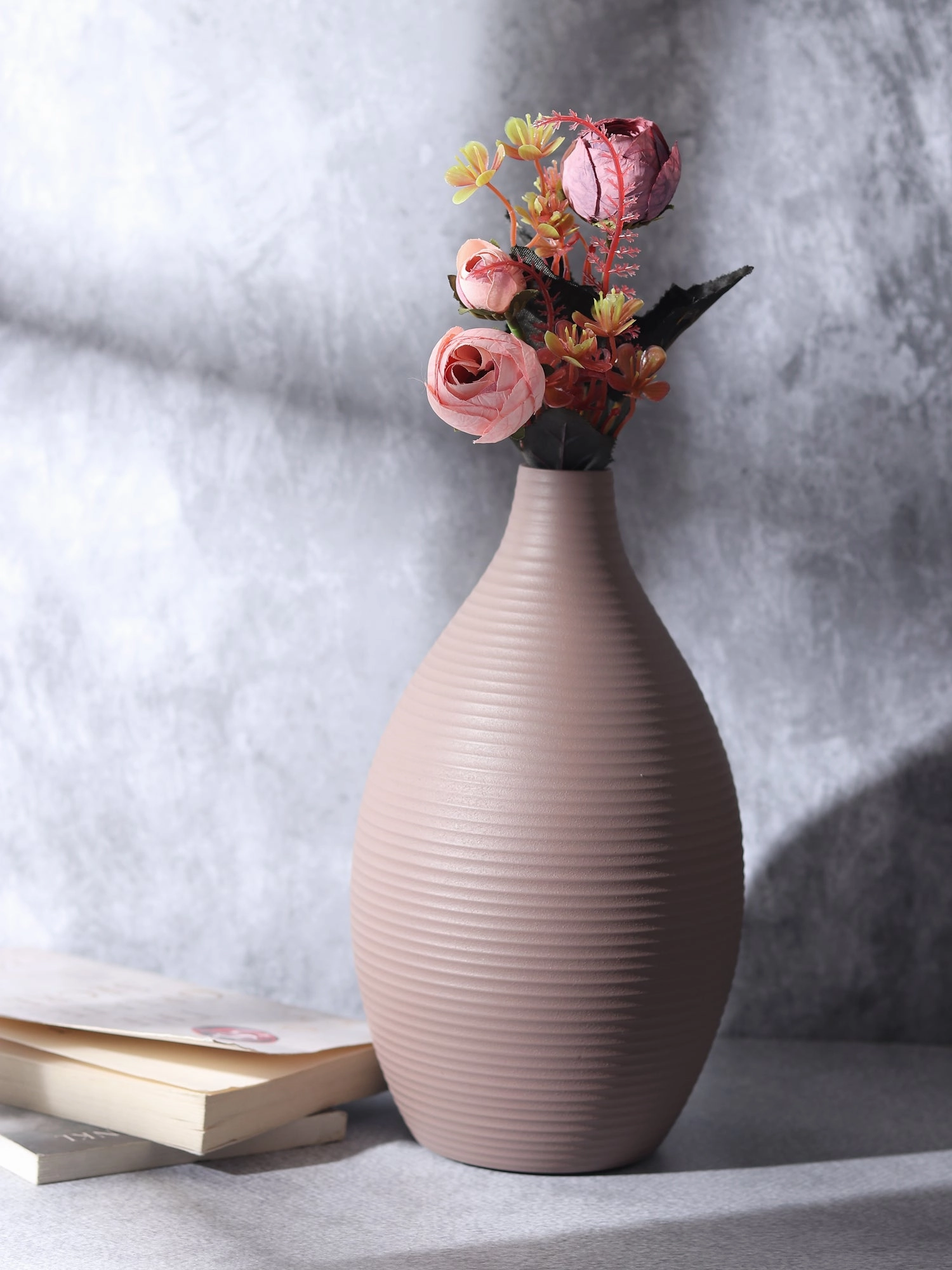 Vesera Graphite Black Enamel Vase outdoor greenery  