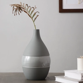 Vesera Grey Enamel Vase outdoor greenery  