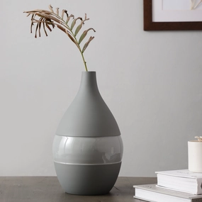 Vesera Grey Enamel Vase Large outdoor greenery  