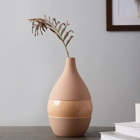 Vesera Peach Enamel Vase Large outdoor greenery  
