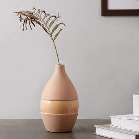 Vesera Peach Enamel Vase outdoor greenery  