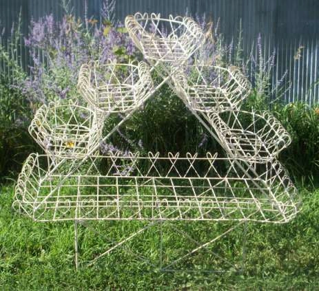 Victorian-Style Multi-tiered Wrought Iron Plant Stand cactus succulent plant  