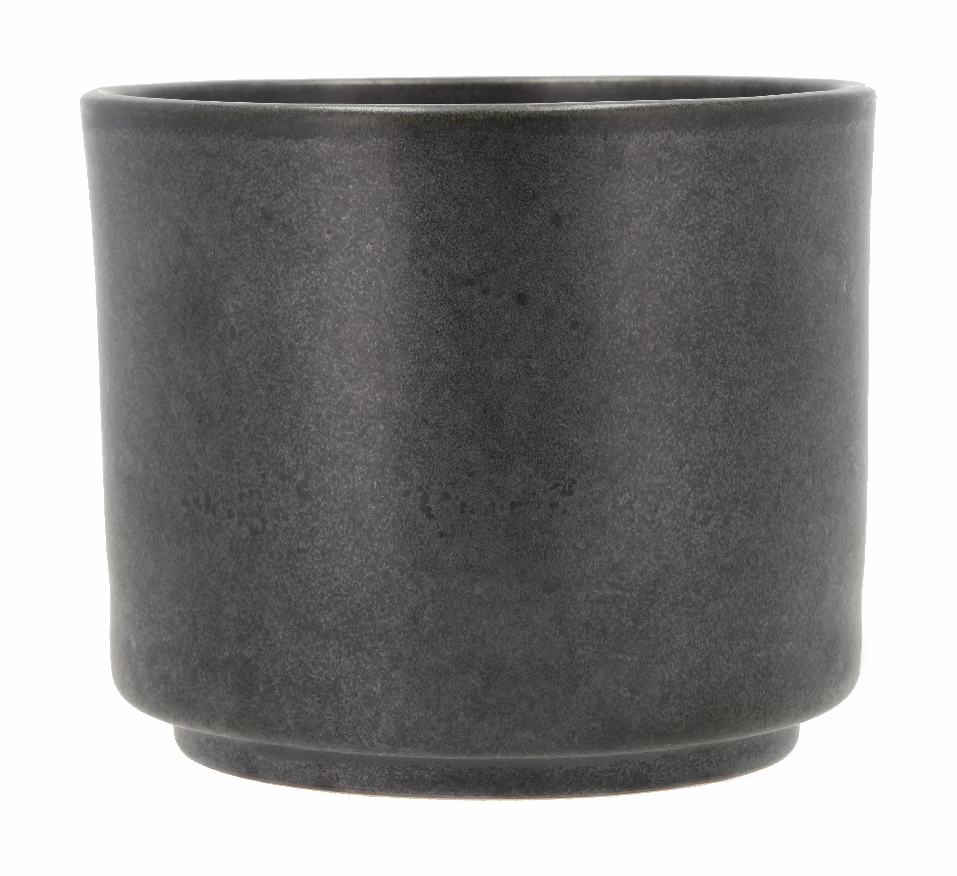 Villa Collection Leer Flowerpot ? 17 X 15 Cm, Black Metallic dried green plant  