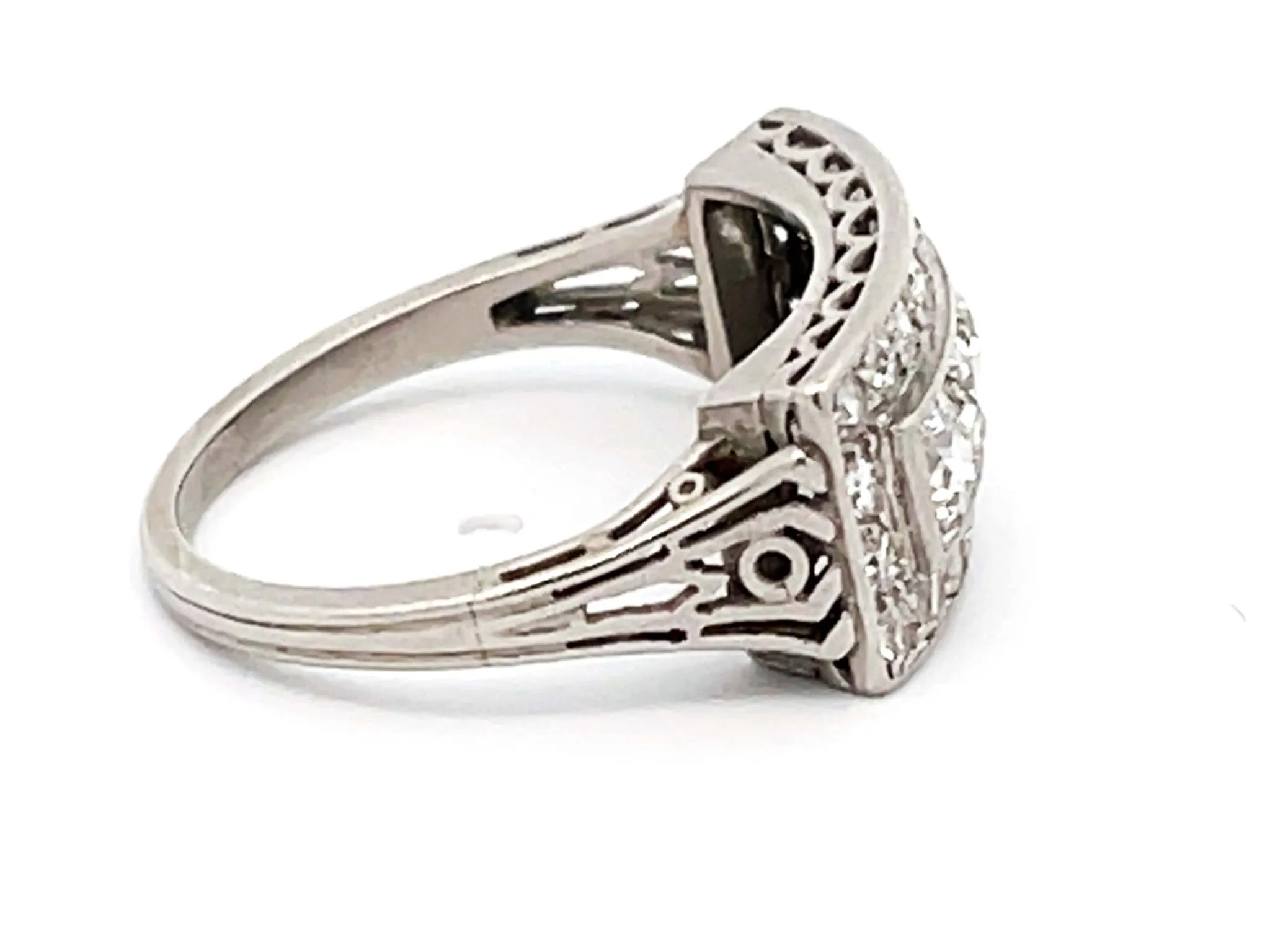Vintage Diamond Wide Band Ring in Platinum