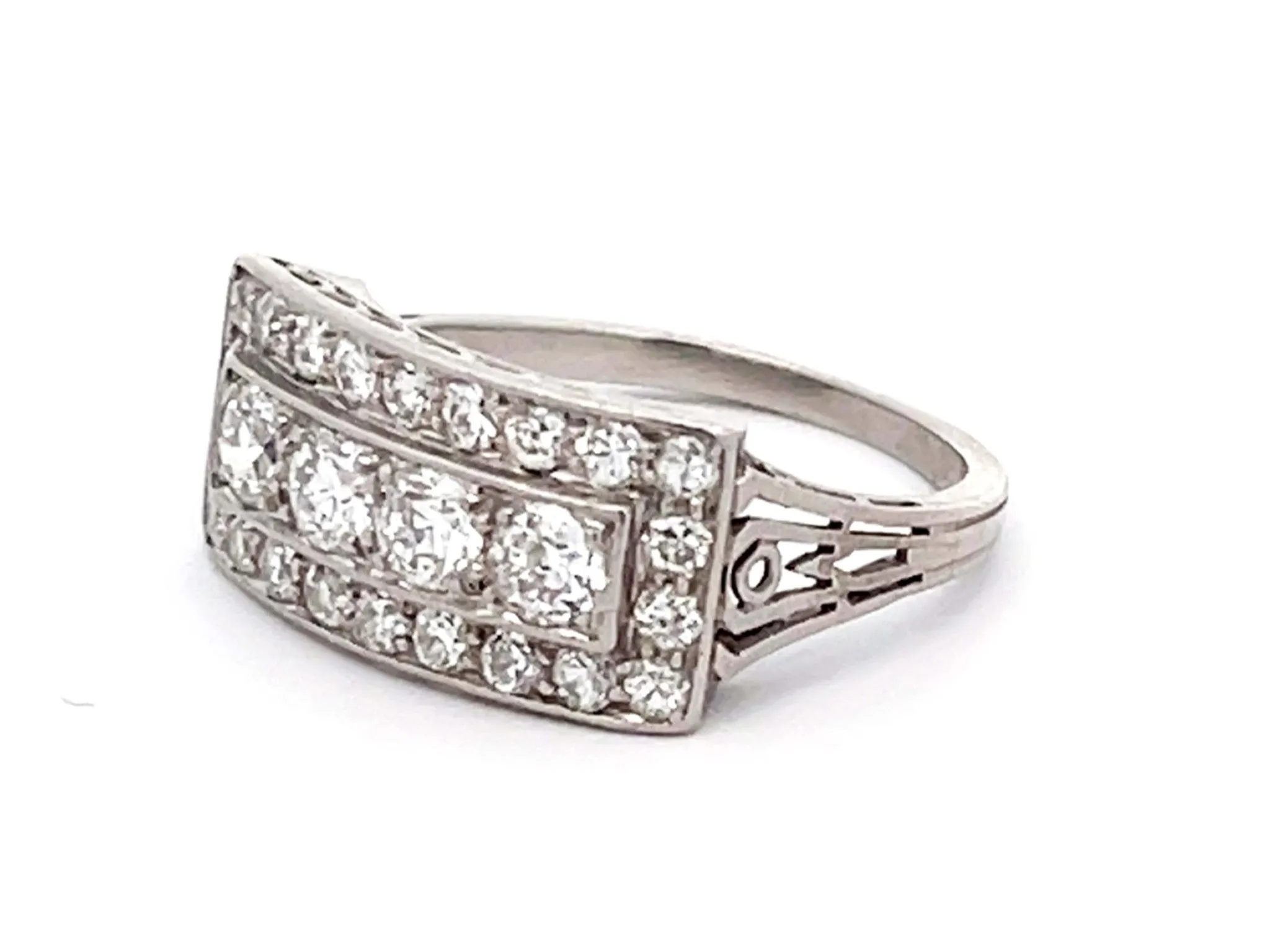 Vintage Diamond Wide Band Ring in Platinum