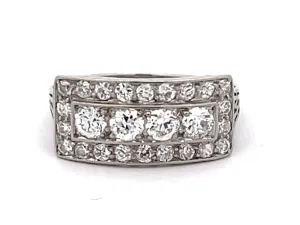 Vintage Diamond Wide Band Ring in Platinum
