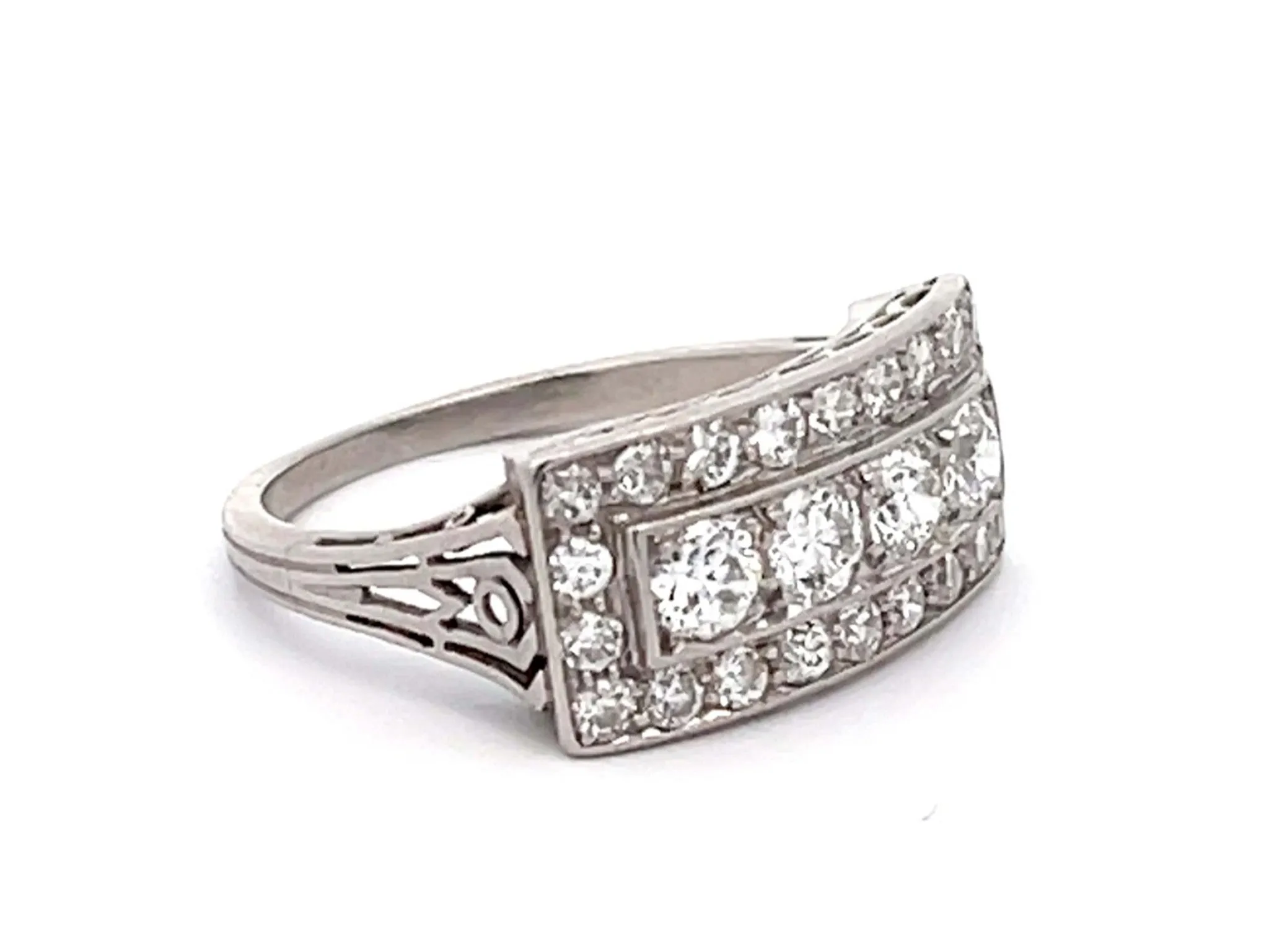Vintage Diamond Wide Band Ring in Platinum