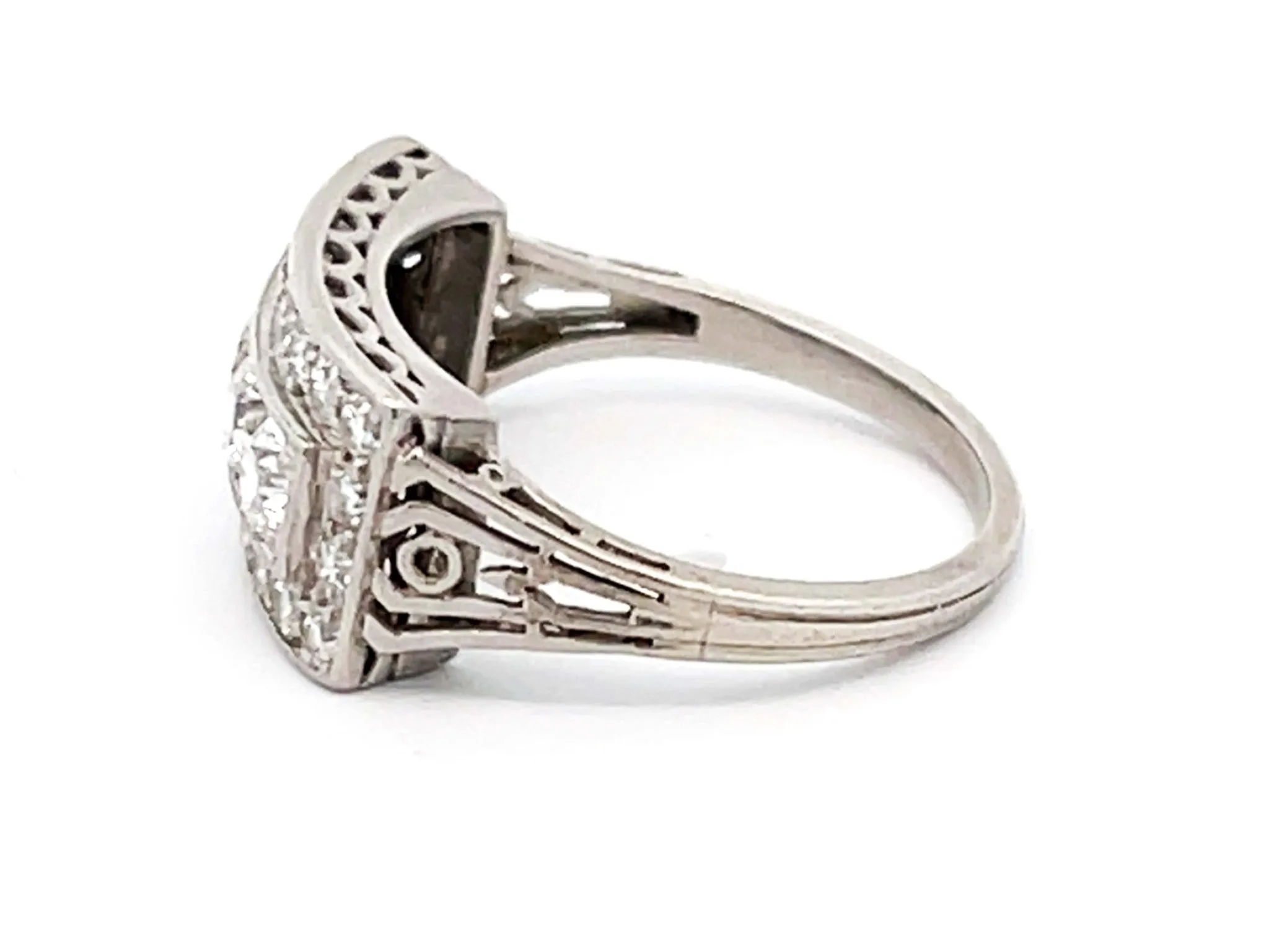 Vintage Diamond Wide Band Ring in Platinum