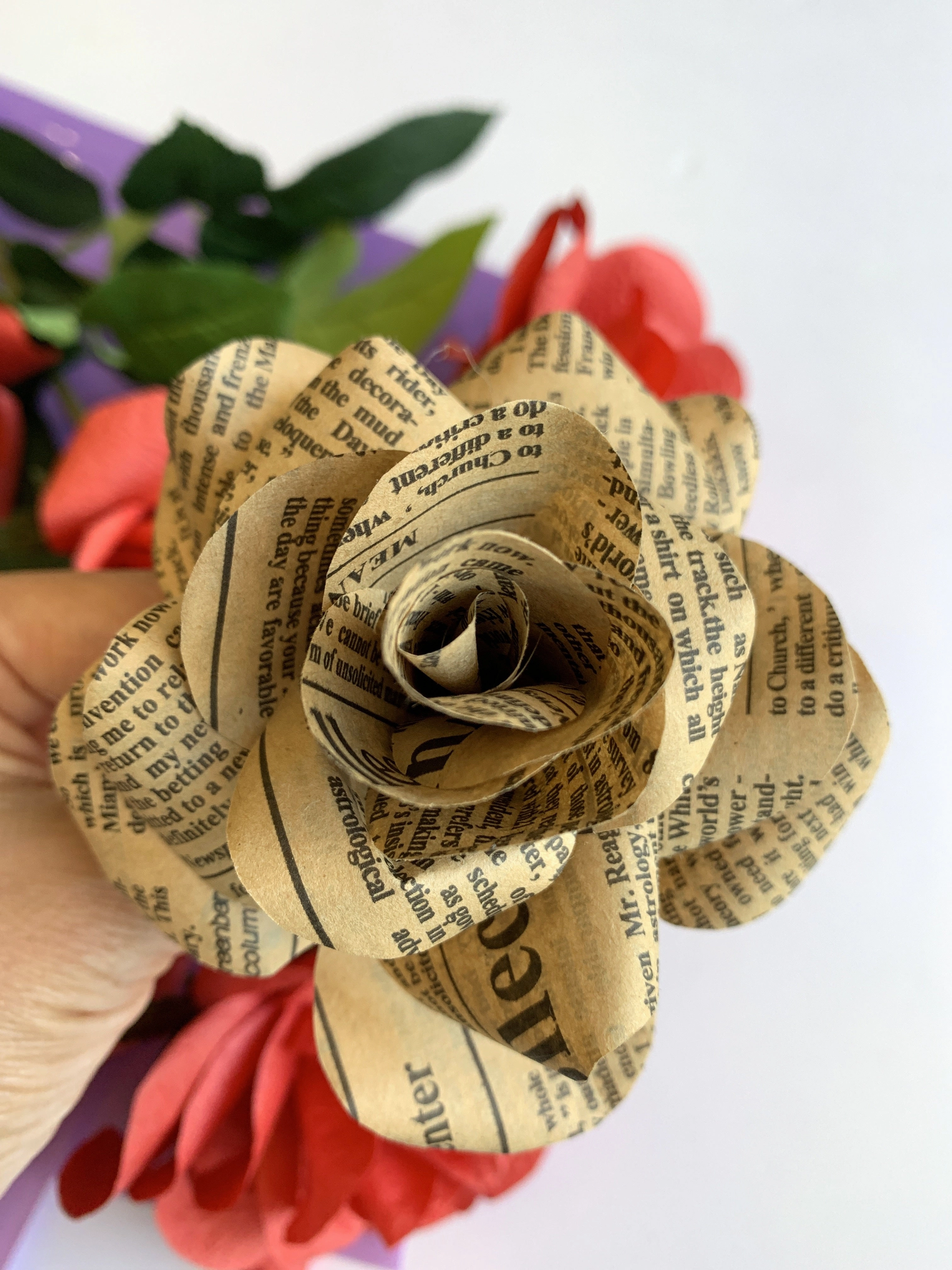Vintage Paper Flower Stem / Buttonhole (made-to-order)