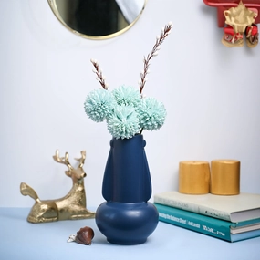 VON CASA Ceramic Blue Vase dried green plant  