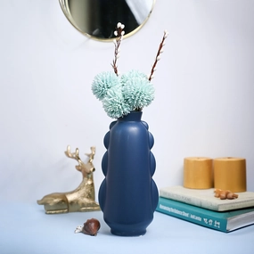 VON CASA Ceramic Blue Vase dried green plant  