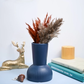 VON CASA Ceramic Blue Vase dried green plant  