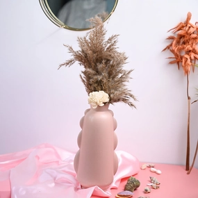 VON CASA Ceramic Peach Vase dried green plant  