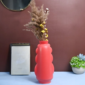 VON CASA Ceramic Red Vase dried green plant  