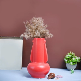 VON CASA Ceramic Red Vase dried green plant  