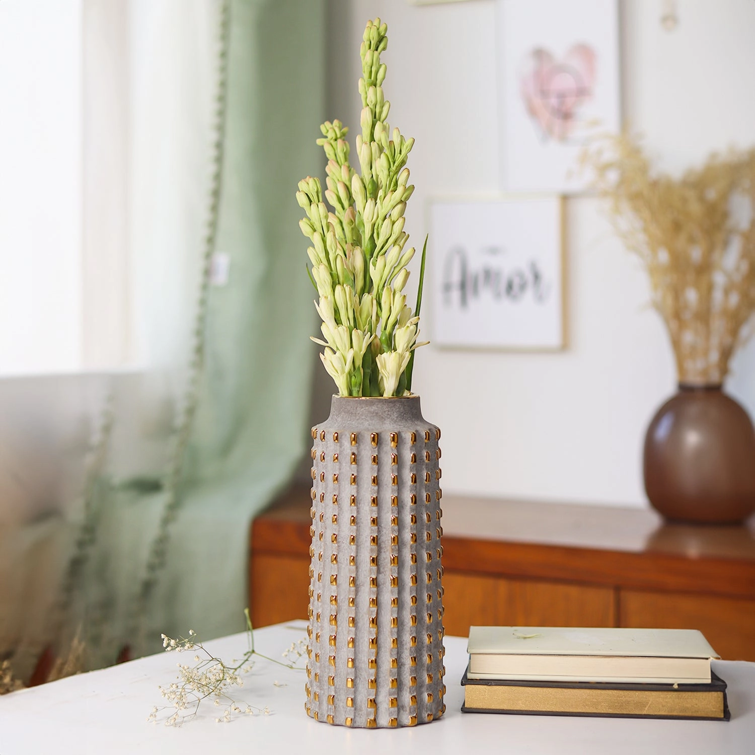 VON CASA Geometric Ceramic Vase dried green plant  