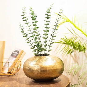 VON CASA Gold Round Flower Vase dried green plant  