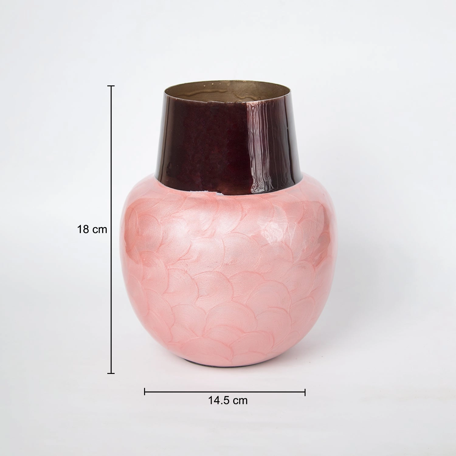 VON CASA Pink Globular Shape Pot Vase (Pink Enamel)