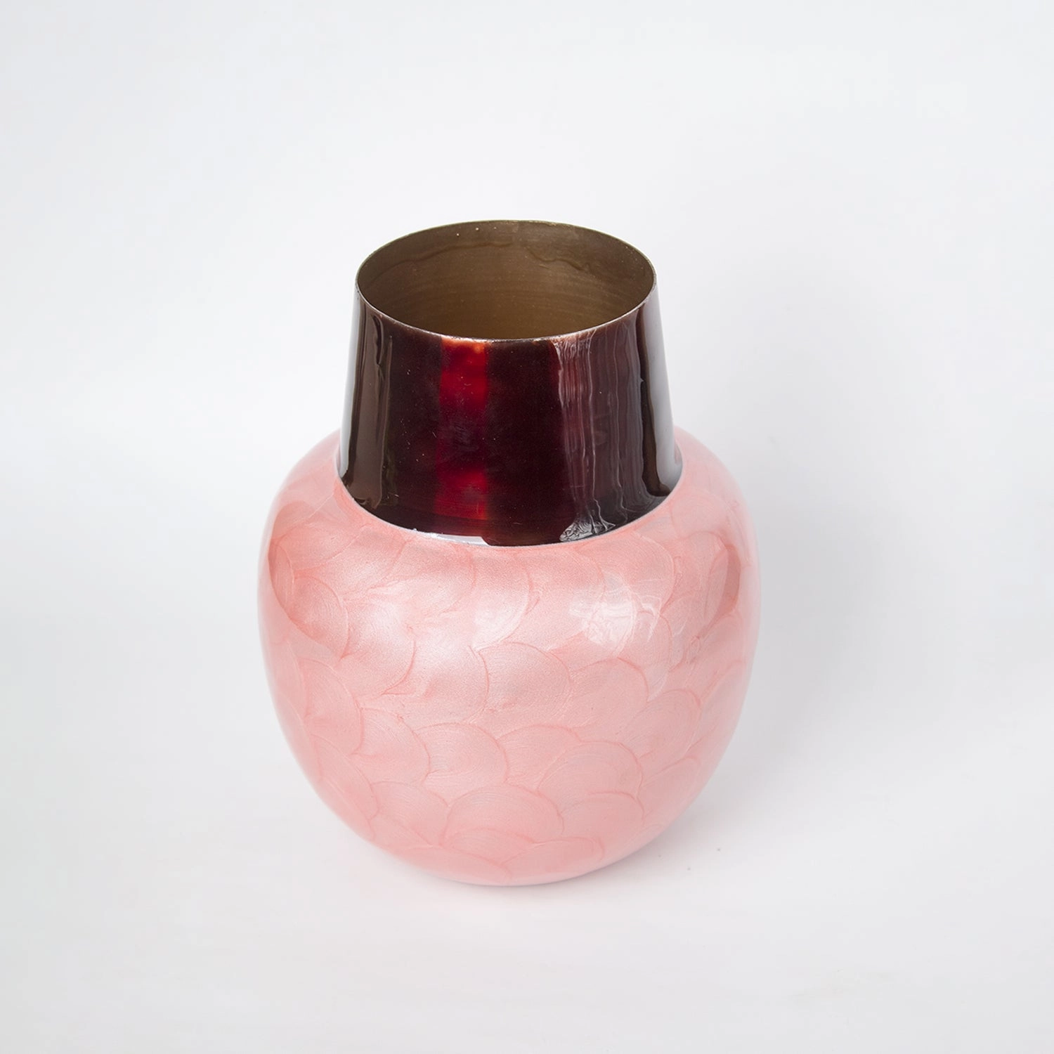 VON CASA Pink Globular Shape Pot Vase (Pink Enamel)