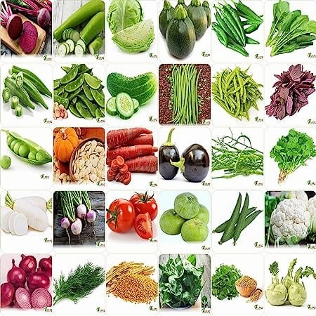 Vrisa Green 30 Varieties 1700  Vegetable Seeds small bud vase  