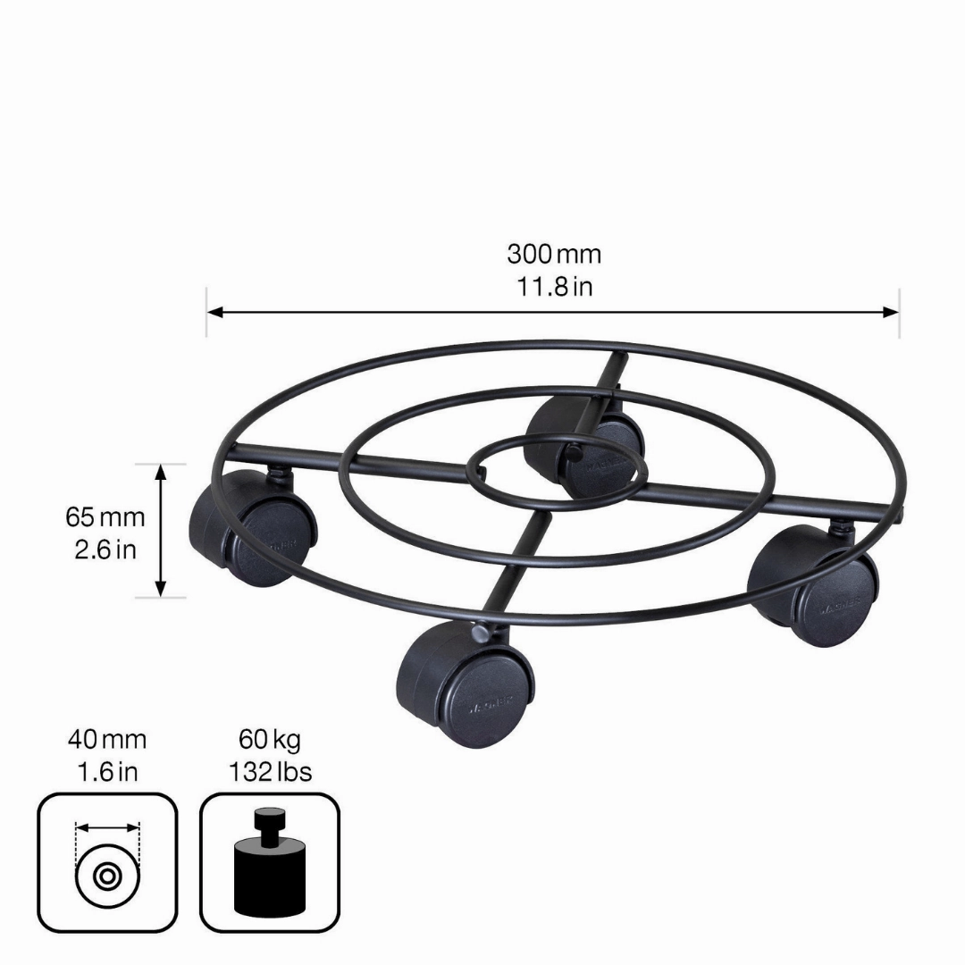 Wagner Indoor Plant Trolley Black Metal