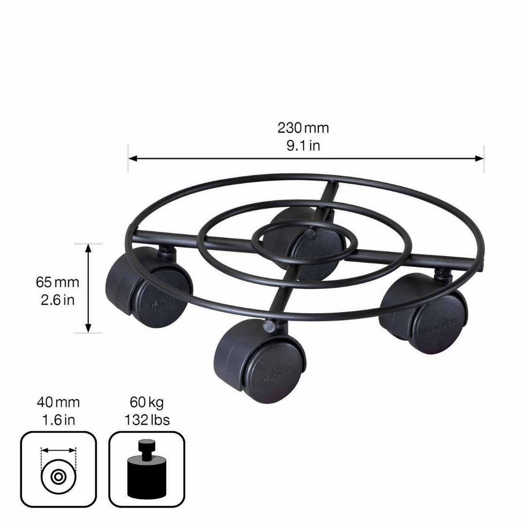 Wagner Indoor Plant Trolley Black Metal