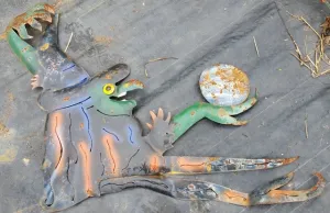 Wall Hanging Witch with Ball dried flower branch  