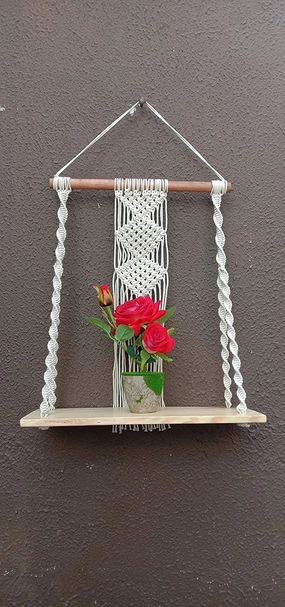 Wall Hanging Bohemian Shelf With Macrame cactus succulent plant  