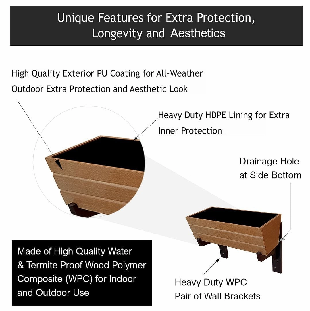 Wall Mounted Wooden Boat Planter (Rectangle Shaped)