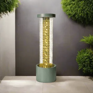 Water Feature Cylinder - Green dried flowers  