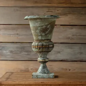 Weathered Tin Church Urn Set dried flowers  