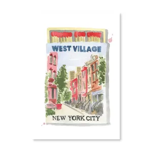 West Village NYC Matchbook Artwork dried flowers  