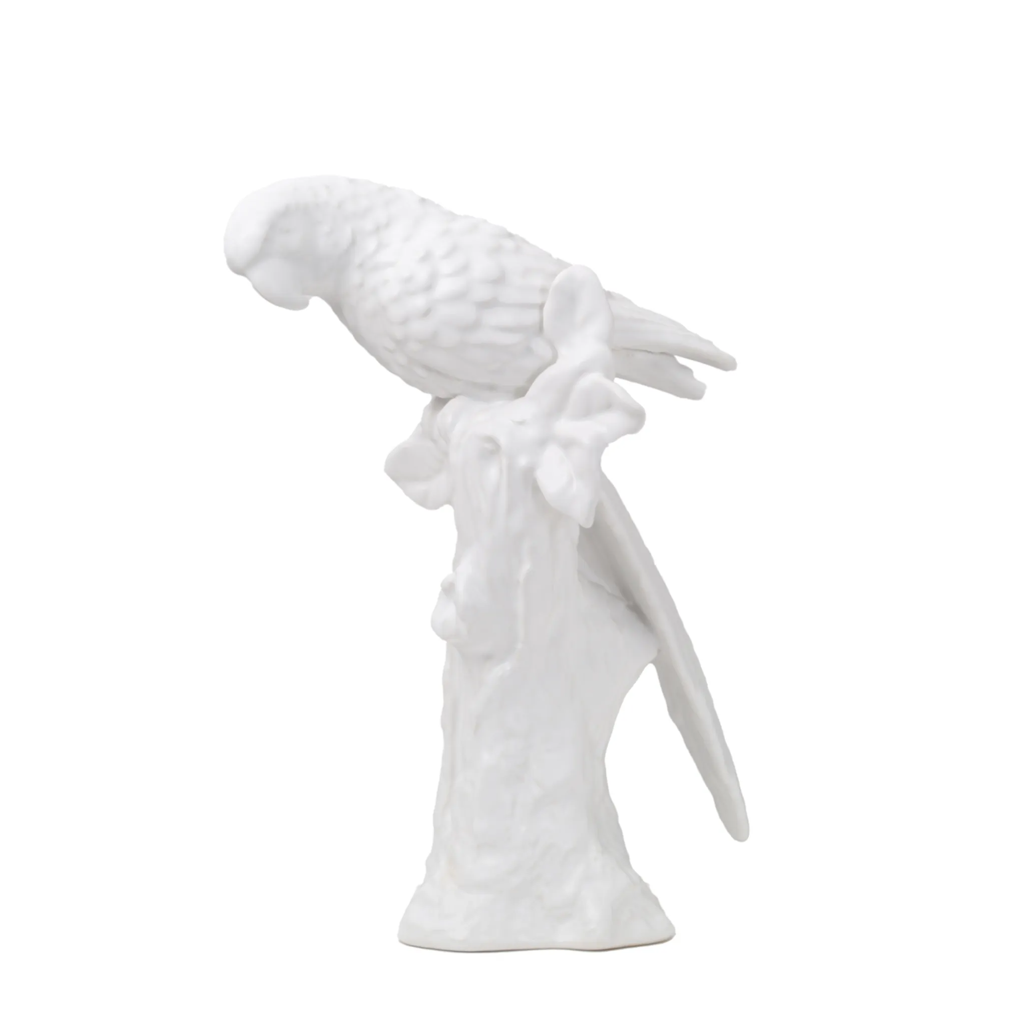 White Ceramic Parrot dried flowers  