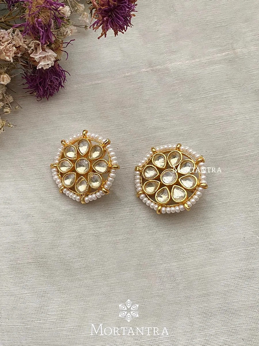 White Color Gold Plated Jadau Kundan Earrings - ME939Y