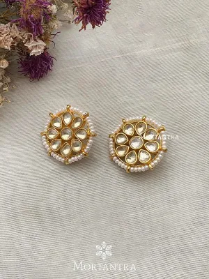 White Color Gold Plated Jadau Kundan Earrings - ME939Y