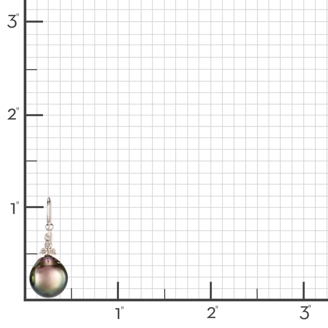 White Gold Madison Drop Earrings in 11mm Tahitian Pearls & Diamonds