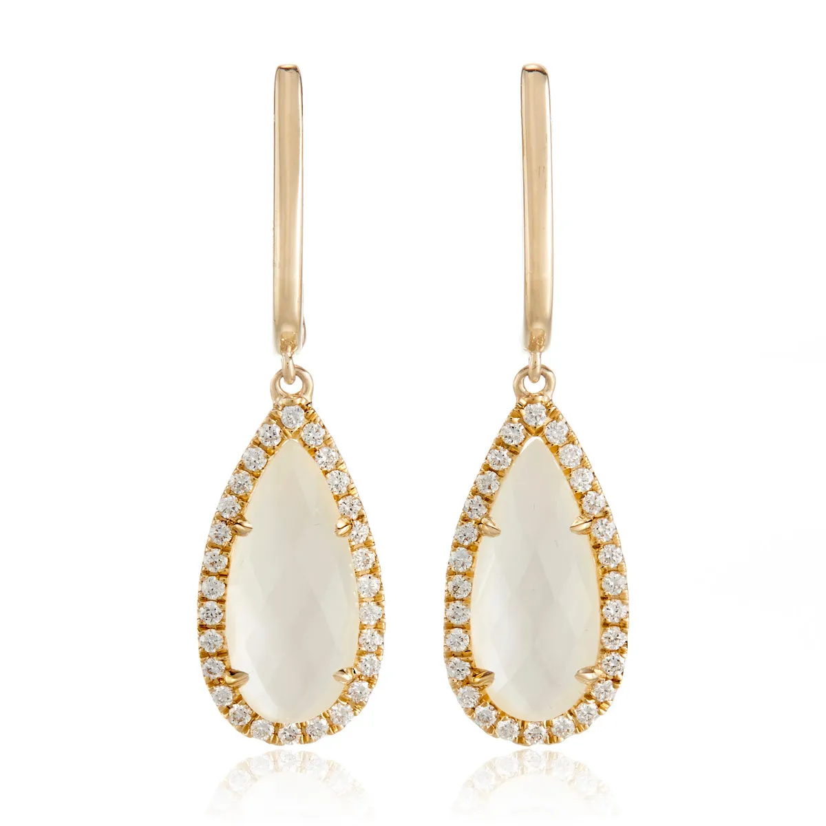 White Orchid Mother-of-Pearl & Diamond Drop Earrings