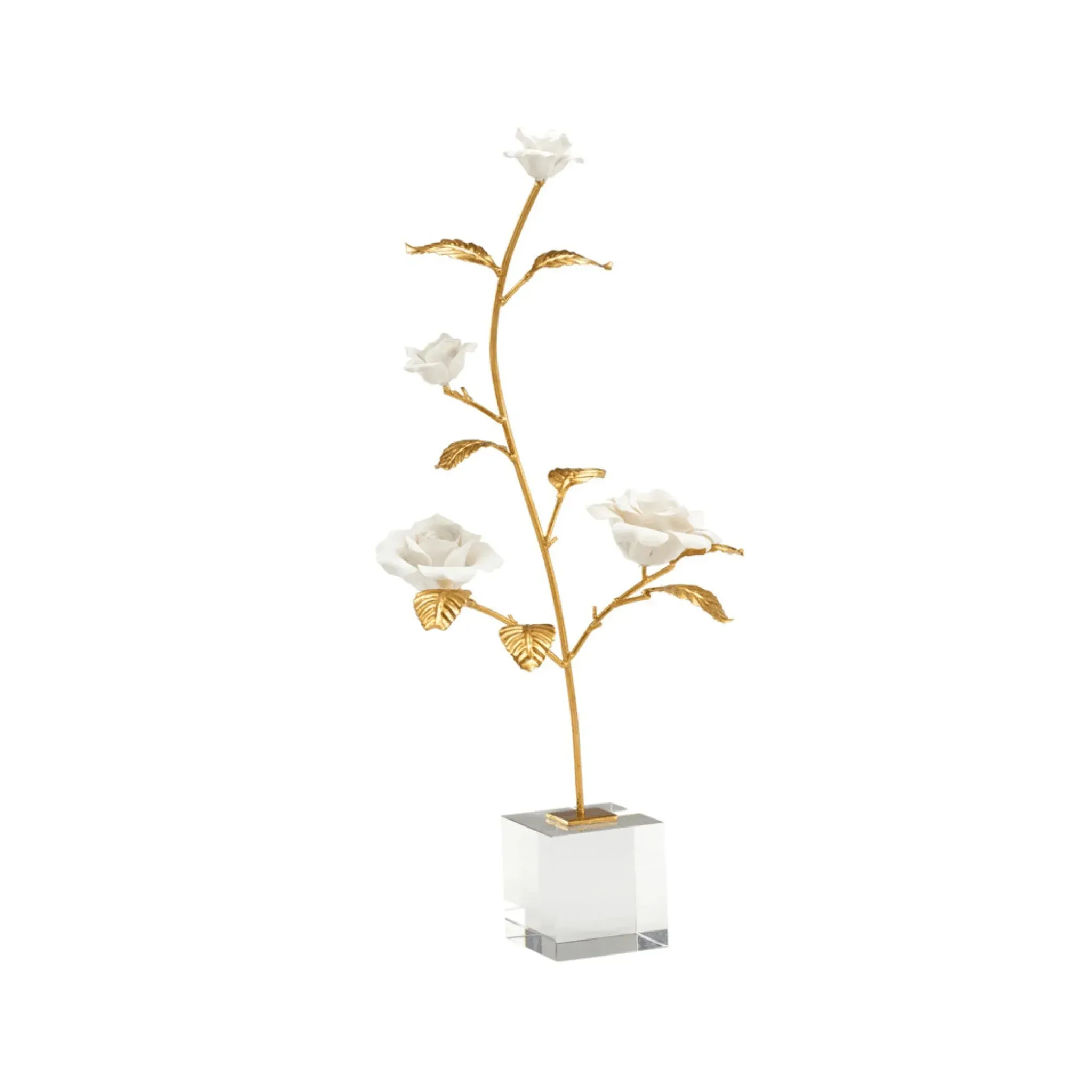 White Porcelain Rose In Stand dried flowers  