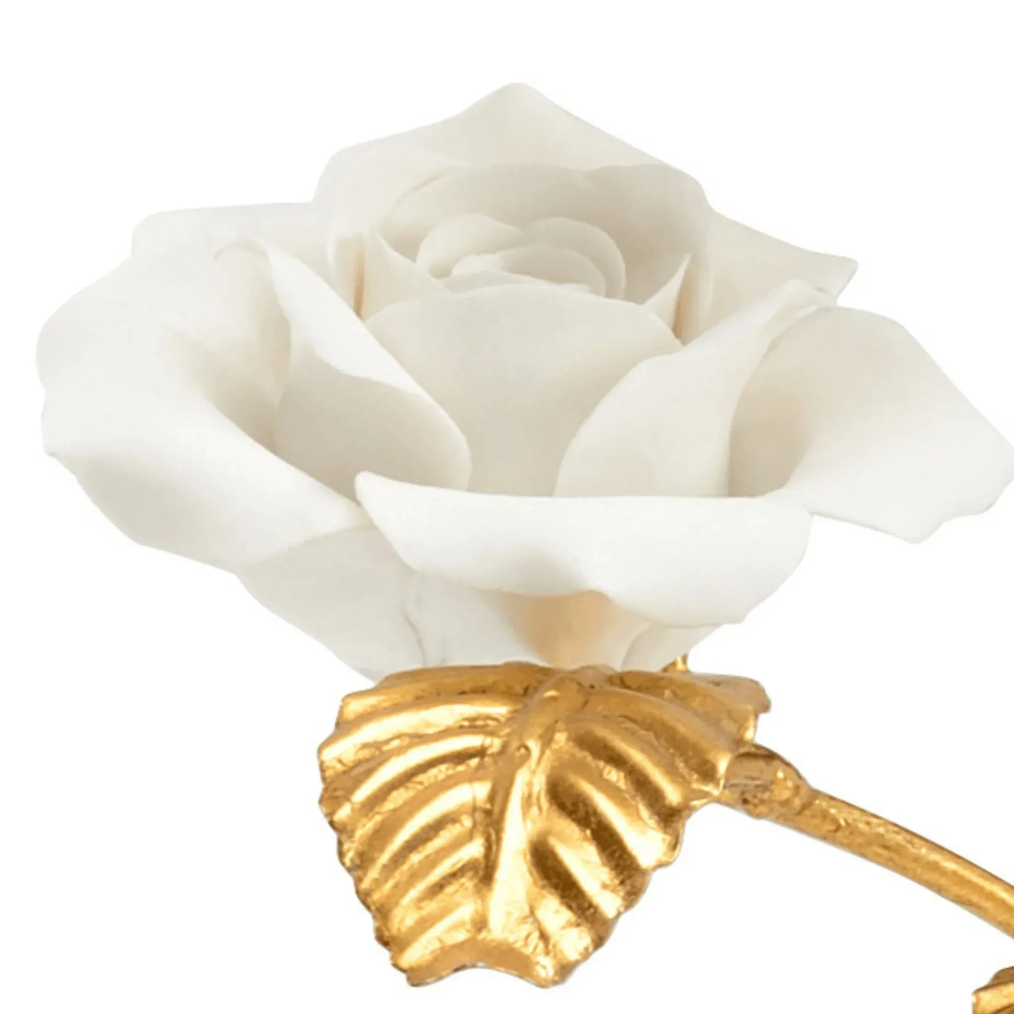 White Porcelain Rose In Stand