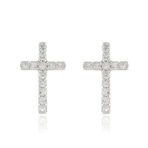 White Sapphire Cross Earrings